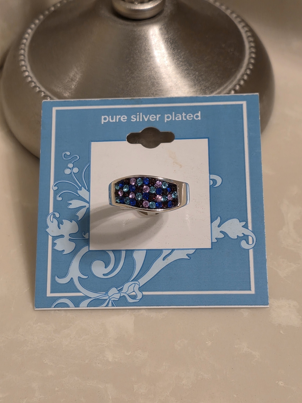 jcpenney Silver-Tone Ring with Blue, Purple and Teal Crystals